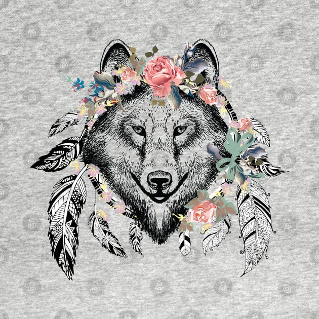 Boho Wolf Art by BWXshirts